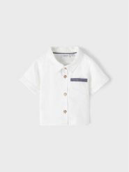 NAME IT Koszula 13216655 Biały Regular Fit. Białe koszule chłopięce Name it, bez wzorów, z bawełny, bez kołnierzyka, bez ramiączek. Za 89.99 zł.