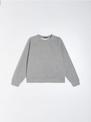 Dresowa bluza crewneck z brokatem - szary. Szare bluzy damskie Sinsay, l, bez wzorów, z dresówki, bez kaptura. Za 49.99 zł.