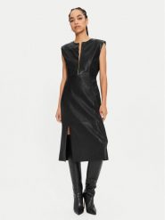 Bruuns Bazaar Sukienka skórzana Agathea BBW4183 Czarny Slim Fit. Czarne sukienki damskie Bruuns Bazaar, bez wzorów, ze skóry, bez ramiączek. Za 1,739.00 zł.