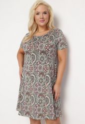 Zielona Sukienka Mini z Wiskozy o Rozkloszowanym Fasonie Boho Aiselle. Zielone sukienki damskie Born2be, bez wzorów, z wiskozy, boho, bez ramiączek. Za 69.99 zł.