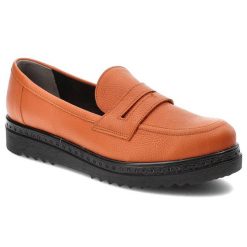 Pomarańczowe Półbuty Armodo Wygodne Skórzane Buty Damskie. Brązowe półbuty damskie Armodo, na wiosnę, bez wzorów, ze skóry, bez obcasa, na platformie, bez zapięcia. Za 279.00 zł.