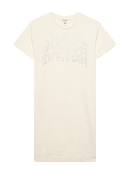 Guess Sukienka codzienna J6RK00 KA6R4 Écru Regular Fit. Białe sukienki dziewczęce Guess, z aplikacjami, z bawełny, bez ramiączek, proste. Za 111.99 zł.