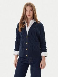Tommy Hilfiger Kardigan WW0WW43089 Granatowy Regular Fit. Niebieskie kardigany damskie Tommy Hilfiger, s, bez wzorów, z wełny. Za 749.99 zł.