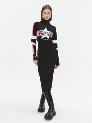 Versace Jeans Couture Sukienka dzianinowa 75HAOM51 Czarny Regular Fit. Czarne sukienki damskie Versace Jeans Couture, bez wzorów, z dzianiny, bez ramiączek. Za 2,719.00 zł.
