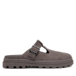 Klapki Palladium. Szare klapki damskie Palladium, bez wzorów, bez obcasa, bez zapięcia. Za 399.99 zł.