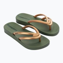 Japonki damskie Ipanema Comfy. Zielone klapki damskie Ipanema, bez wzorów, bez obcasa, bez zapięcia. Za 79.99 zł.