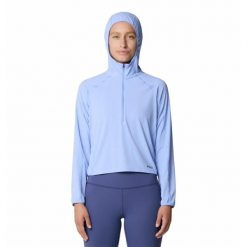 Bluza damska z kapturem Mountain Hardwear Sunshield™. Niebieskie bluzy damskie Mountain Hardwear, l, bez wzorów, z materiału, z kapturem. Za 413.50 zł.