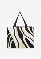 Beżowa Torebka Shopper w Nieregularne Paski Salinira. Brązowe shopper bag Renee, bez wzorów, bez dodatków. Za 49.99 zł.