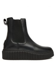 Marc O'Polo Sztyblety SS2M3029 990 Czarny. Czarne botki damskie Marc O'Polo, ze skóry, bez obcasa, na płaskiej podeszwie, bez zapięcia. Za 739.99 zł.
