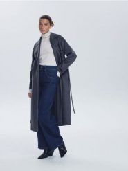 Jeansy wide leg z wiązaniem - indigo jeans. Niebieskie jeansy damskie Reserved. Za 149.99 zł.