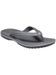 Japonki damskie Crocs Flip. Szare klapki damskie Crocs, bez wzorów, z materiału, bez obcasa, bez zapięcia. Za 149.00 zł.