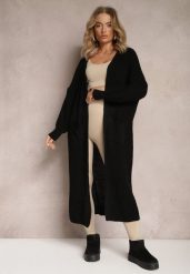 Czarny Długi Kardigan Oversize Angellona. Czarne kardigany damskie Renee, bez wzorów. Za 99.99 zł.