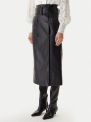 Morgan Spódnica z imitacji skóry 242-JADY Czarny Regular Fit. Czarne spódnice damskie Morgan, bez wzorów, ze skóry. Za 289.99 zł.