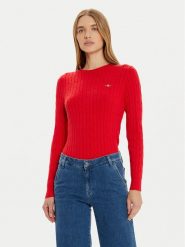 Gant Sweter 4800100 Czerwony Slim Fit. Czerwone swetry klasyczne damskie Gant, xs, z bawełny, bez kołnierzyka. Za 309.99 zł.
