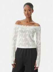 Adidas Bluzka Lace Bardot KE3458 Biały Slim Fit. Białe bluzki damskie Adidas, l, bez wzorów, z syntetyku, bez kołnierzyka, bez ramiączek. Za 239.99 zł.