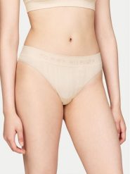 Tommy Hilfiger Stringi UW0UW05503 Beżowy. Brązowe stringi Tommy Hilfiger, bez wzorów, z syntetyku. Za 79.99 zł.