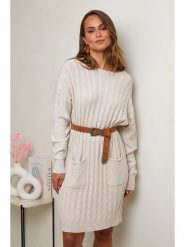 Soft Cashmere Sukienka dzianinowa w kolorze kremowym rozmiar: 38/40. Brązowe sukienki damskie Soft Cashmere, bez wzorów, z dzianiny, klasyczne, bez ramiączek. Za 152.99 zł.