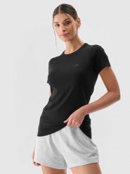 4F T-shirt slim gładki damski - czarny XXL. Czarne t-shirty damskie 4F, xs, bez wzorów, z bawełny, bez kołnierzyka. Za 39.99 zł.