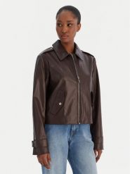 Calvin Klein Jeans Kurtka z imitacji skóry Moto LV047E501G Brązowy Regular Fit. Brązowe kurtki damskie Calvin Klein Jeans, m, bez wzorów, z jeansu, bez kaptura. Za 849.99 zł.