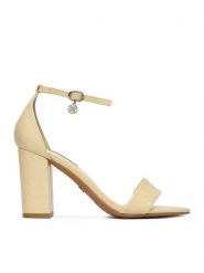 Nine West Sandały S4SH1823-01 Żółty jasny. Żółte sandały damskie Nine West, bez wzorów, z materiału, bez obcasa, na słupku, bez zapięcia. Za 160.99 zł.