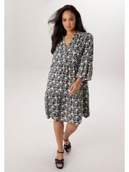 Aniston Sukienka w kolorze granatowo-oliwkowo-białym rozmiar: 52. Niebieskie sukienki damskie Aniston, bez wzorów, z wiskozy, bez ramiączek. Za 217.99 zł.