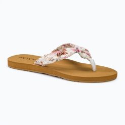 Japonki damskie ROXY Paia V. Brązowe klapki damskie Roxy, bez wzorów, z bawełny, bez obcasa, bez zapięcia. Za 59.99 zł.