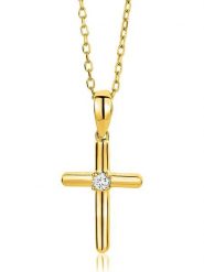 Revoni Złoty naszyjnik z diamentową zawieszką - dł. 45 cm rozmiar: onesize. Żółte naszyjniki damskie Revoni, z diamentem, złote. Za 1,087.99 zł.