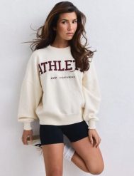 Damska bluza dzianinowa Athletic Knit kremowa. Białe bluzy damskie Aim'n, l, bez wzorów, z dzianiny, bez kaptura. Za 389.00 zł.
