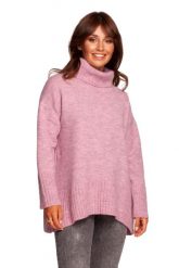Obszerny Sweter z Golfem - Pudrowy. Czerwone golfy damskie MOE, l, z materiału, bez kołnierzyka. Za 199.13 zł.