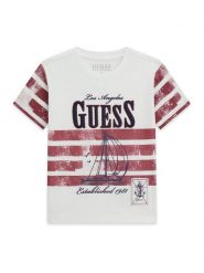 Guess Kids T-Shirt 180119 Biały Classic Fit. Białe t-shirty i koszulki chłopięce Guess Kids, z aplikacjami, bez kołnierzyka, bez ramiączek. Za 115.00 zł.