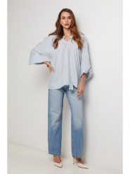 Lin Passion Bluzka w kolorze błękitnym rozmiar: 34/36. Niebieskie bluzki damskie Lin Passion, bez wzorów, z wiskozy, klasyczne, bez kołnierzyka, bez ramiączek. Za 108.99 zł.