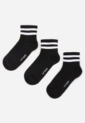 Czarne 3-Pack Skarpety z Bawełny Zdobione Paskami przy Ściągaczu Fardrei. Czarne skarpetki damskie Born2be, z aplikacjami, z bawełny. Za 29.99 zł.