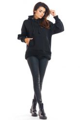 Czarna Oversizowa Bluza z Kapturem. Czarne bluzy damskie Infinite You, l, bez wzorów, z bawełny, z kapturem. Za 194.90 zł.