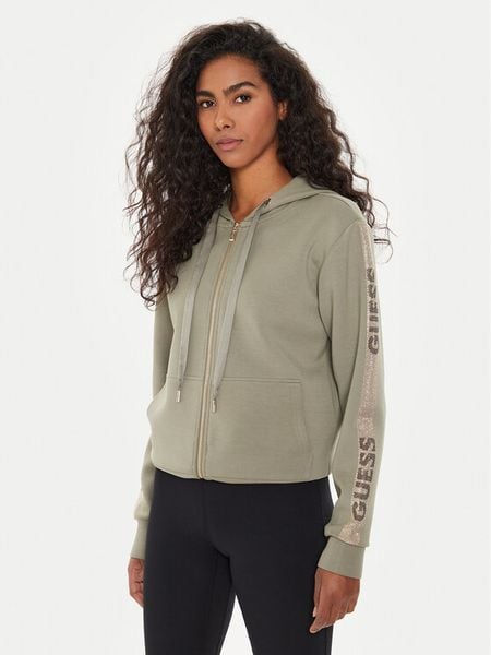 Guess Bluza W4YQ22 KBYE2 Zielony Regular Fit. Zielone bluzy damskie Guess, xs, z aplikacjami, z syntetyku, bez kaptura. Za 229.99 zł.