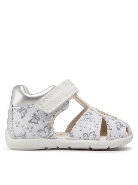 Geox Sandały B Elthan G. C B251QC 0AW54 C0007 Biały. Białe sandały dziewczęce Geox, z materiału, bez obcasa, bez zapięcia. Za 219.99 zł.