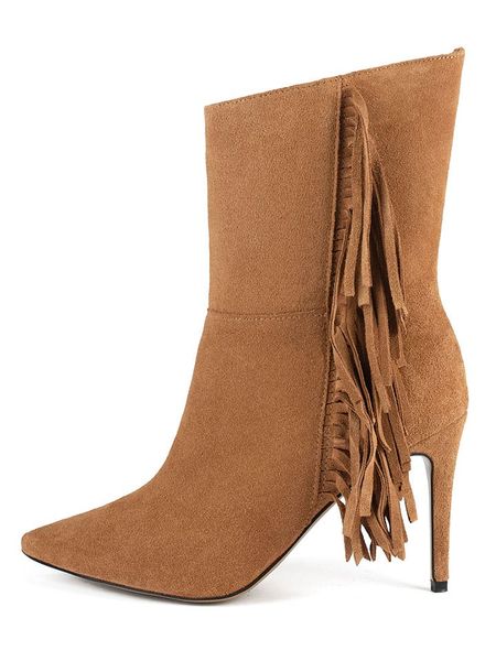 Loft37 Skórzane botki w kolorze jasnobrązowym rozmiar: 41. Brązowe botki damskie loft37, eleganckie, bez obcasa, na szpilce, bez zapięcia. Za 616.40 zł.