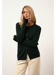 Just Cashmere Kaszmirowy kardigan "Katharine" w kolorze ciemnozielonym rozmiar: L. Zielone kardigany damskie Just Cashmere, l, bez wzorów, z kaszmiru. Za 369.99 zł.