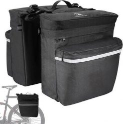 Torba rowerowa. Czarne torby na laptopa TRAVELHAWK, bez wzorów, z materiału. Za 125.78 zł.