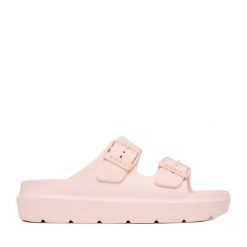 Klapki Roxy. Czerwone klapki damskie Roxy, bez wzorów, bez obcasa, bez zapięcia. Za 99.99 zł.