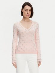 Guess Sweter W5GR07 Z3D60 Różowy Regular Fit. Czerwone swetry klasyczne damskie Guess, m, z wiskozy, bez kołnierzyka. Za 259.99 zł.