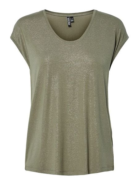Pieces Koszulka "Alice" w kolorze khaki rozmiar: XL. Brązowe bluzki damskie Pieces, xl, bez wzorów, bez kołnierzyka, bez ramiączek. Za 60.95 zł.