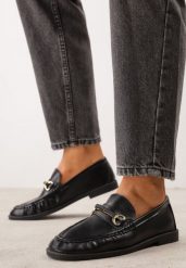 Czarne Mokasyny VICES Loafersy z Marszczeniem i Wkładką ze Skóry Naturalnej Mussai. Czarne mokasyny damskie Renee, z jeansu, bez obcasa. Za 119.99 zł.