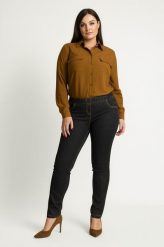 Eleganckie grafitowe spodnie Jeangaliny01 o kroju slim fit PLUS SIZE XXL OVERSIZE JESIEŃ. Szare spódnice damskie Moda Size Plus Iwanek, do pracy, na jesień, plus size, bez wzorów, z bawełny, biznesowe. Za 199.90 zł.