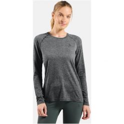 Koszulka długi rękaw Odlo T-shirt crew neck l/s ESSENTIAL SEAMLESS. Szare koszulki damskie ODLO, l, bez wzorów, bez kołnierzyka, bez ramiączek. Za 269.99 zł.