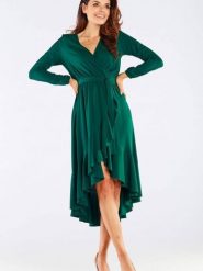 Sukienka Model A456 Green - awama. Zielone sukienki damskie Awama, bez wzorów, z elastanu, eleganckie, bez ramiączek. Za 412.33 zł.