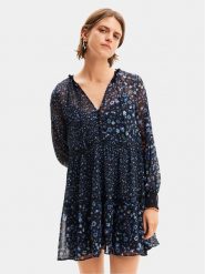 Desigual Sukienka letnia Doque 24SWVW20 Granatowy Relaxed Fit. Niebieskie sukienki damskie Desigual, bez wzorów, z syntetyku, bez ramiączek. Za 249.99 zł.