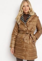 Brązowa Kurtka Hometus. Brązowe kurtki damskie Born2be, m, bez wzorów, z jeansu. Za 319.99 zł.
