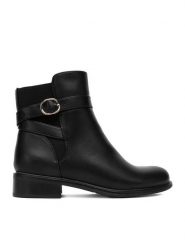 DeeZee Botki HX20207-287 Czarny. Czarne botki damskie DeeZee, z materiału, bez obcasa, na płaskiej podeszwie, bez zapięcia. Za 179.99 zł.