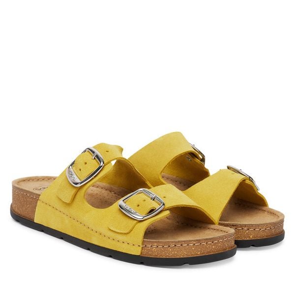 Klapki Scholl. Żółte klapki damskie Scholl, bez wzorów, bez obcasa, bez zapięcia. Za 394.99 zł.