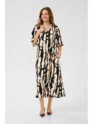 CULTURE Sukienka w kolorze czarno-kremowym rozmiar: XL. Brązowe sukienki damskie Culture, bez wzorów, z wiskozy, bez ramiączek. Za 195.99 zł.